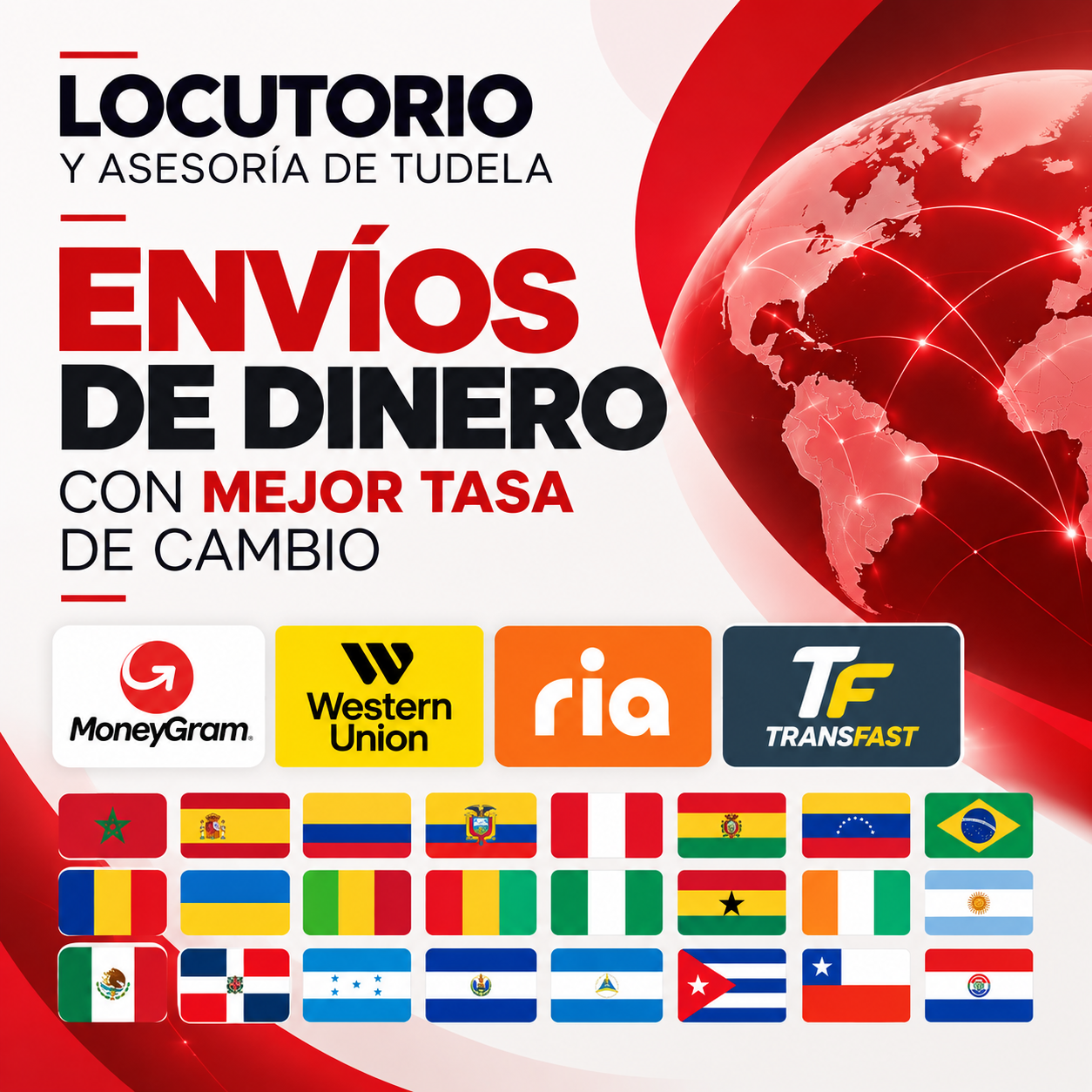Envíos de dinero desde Tudela a Envíos internacionales