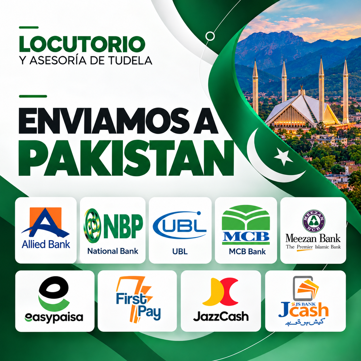 Envíos de dinero a Pakistán desde Tudela