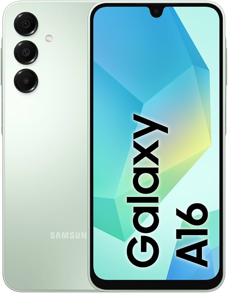 Samsung Galaxy A16 verde claro, vista frontal y trasera