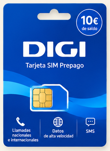 Tarjeta SIM DIGI prepago de 10 euros